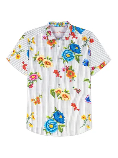Robert Graham Men's Walham Striped Floral Cotton Shirt In Gray