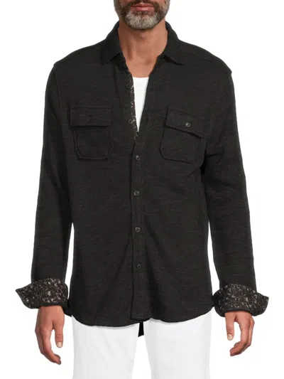 Robert Graham Men's Wayne Curved Hem Cotton-blend Shirt In Black