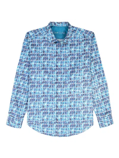 Robert Graham Men's Westmoreland Geometric Stretch-cotton Shirt In Blue