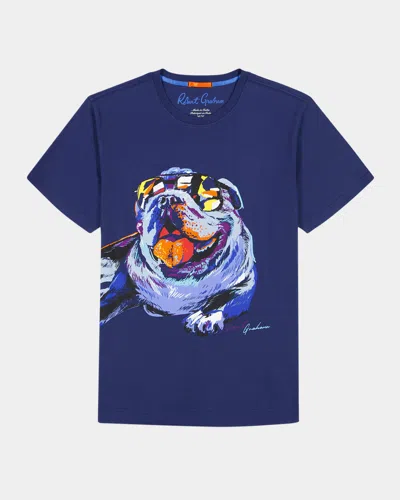 Robert Graham Men's Whiskey Bulldog Graphic T-shirt In Navy