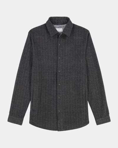 Robert Graham Men's Wylie Herringbone Knit Snap-front Shirt In Black