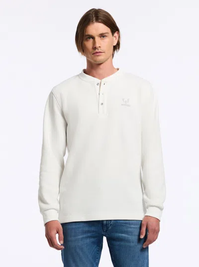 Robert Graham Messi Henley Long Sleeve Knit Top In White