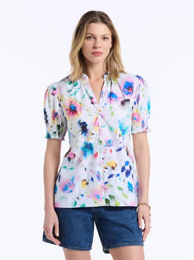 Robert Graham Mila Short Sleeve Woven Shirt In Neutral