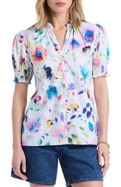Robert Graham Mila Short Sleeve Woven Shirt In Neutral
