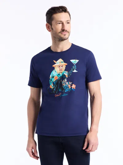 Robert Graham Monkey Vacation Short Sleeve T-shirt In Blue