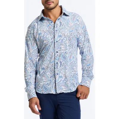 Robert Graham Muir Classic Fit Paisley Knit Button-up Shirt In Blue