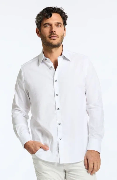 Robert Graham Odyssey Classic Fit Jacquard Long Sleeve Stretch Cotton Button-up Shirt In White
