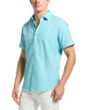 Robert Graham Odyssey Printed Short Sleeve Button Front Shirt In Seafoam