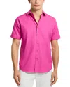 Robert Graham Odyssey Classic Fit Jacquard Short Sleeve Cotton Button-up Shirt In Magenta