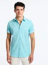 Robert Graham Odyssey Printed Short Sleeve Button Front Shirt In Seafoam