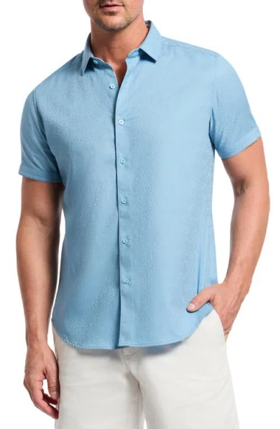 Robert Graham Odyssey Short Sleeve Woven Button-up Shirt In Glacier