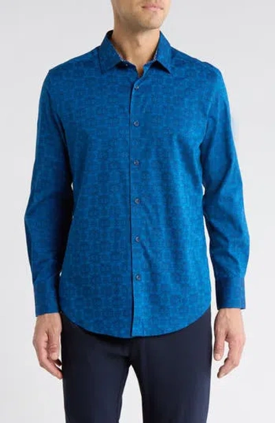 Robert Graham Ornate Cotton Dress Shirt In Blue
