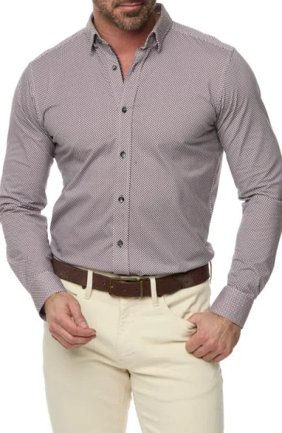 Robert Graham Osmond Tailored Fit Geo Print Cotton Knit Button-up Shirt In Red Multi