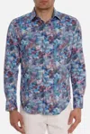 Robert Graham Outer Banks Printed Long Sleeve Button Front Shirt In Multi In Blue