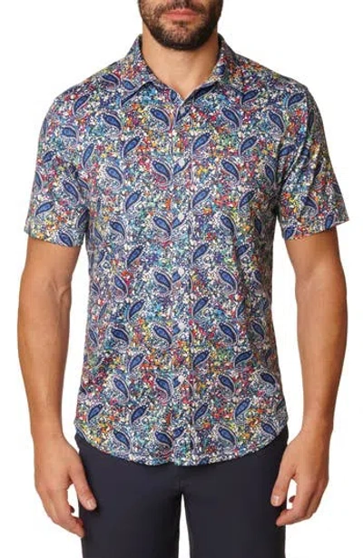 Robert Graham Padova Short Sleeve Stretch Button-up Shirt In Blue Multi