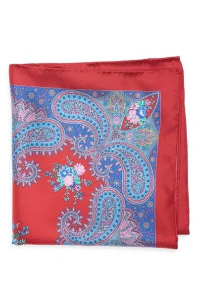 Robert Graham Paisley Floral Silk Pocket Square In Orange
