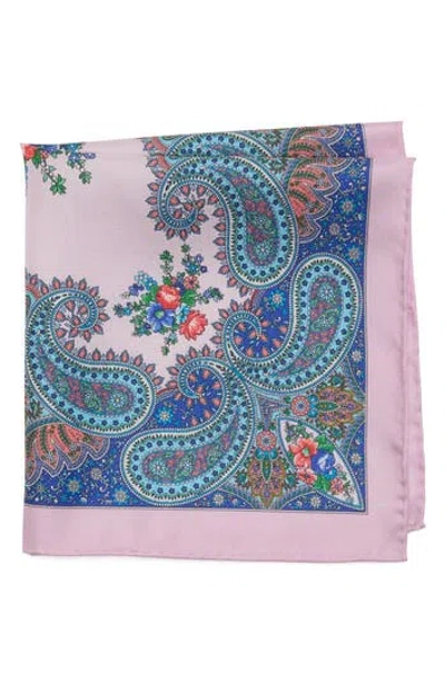 Robert Graham Paisley Floral Silk Pocket Square In Orange