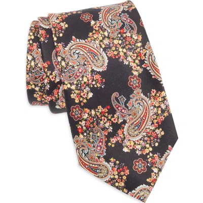 Robert Graham Paisley Floral Silk Tie In Brown