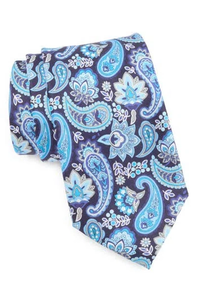 Robert Graham Paisley Floral Silk Tie In Blue
