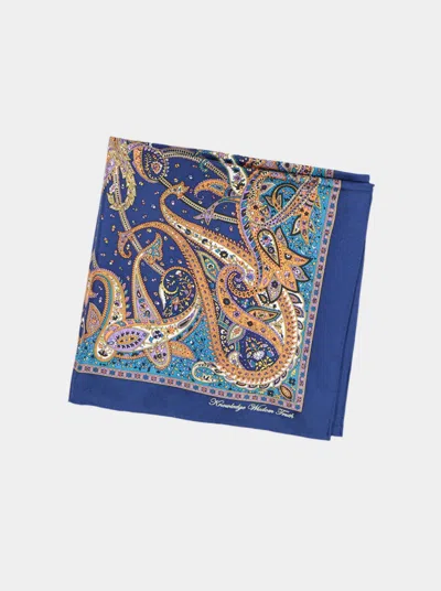 Robert Graham Paisley Pocket Square In Navy