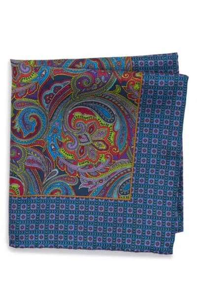 Robert Graham Paisley Silk Pocket Square In Orange