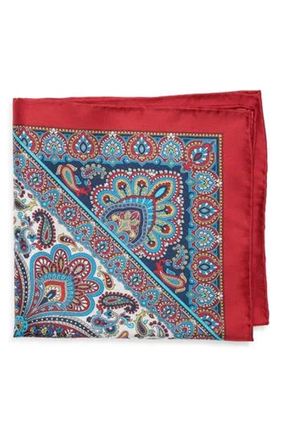 Robert Graham Paisley Silk Pocket Square In Orange