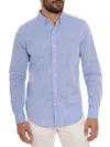 Robert Graham Palmer Tailored Fit Linen Blend Button-up Shirt In Blue
