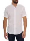 Robert Graham Palmer Tailored Fit Short Sleeve Linen Blend Button-up Shirt In White