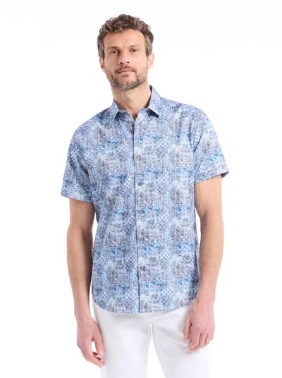 Robert Graham Pearson Short Sleeve Button Down Shirt In Blue
