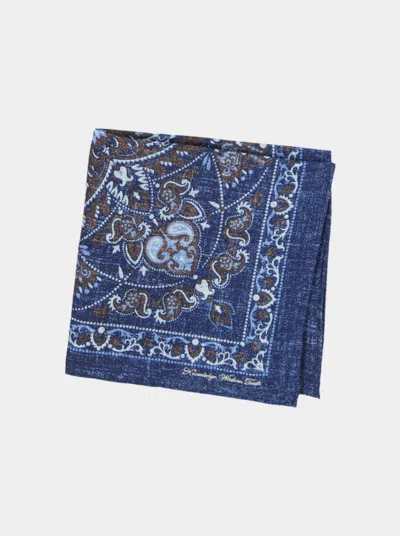 Robert Graham Persian Pocket Square In Blue