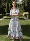 Robert Graham Pia 3/4 Sleeve Dress In Light Blue