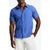 Robert Graham Pidmont Classic Fit Paisley Short Sleeve Knit Button-up Shirt In Blue