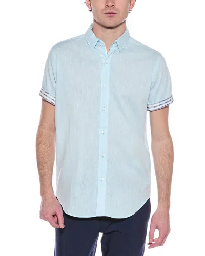 Robert Graham Plamer Tailored Fit Linen-blend Shirt In Blue