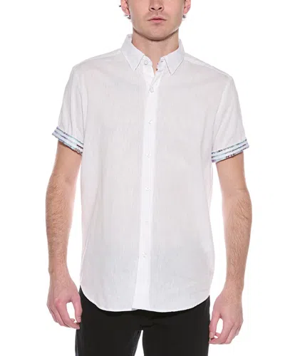 Robert Graham Plamer Tailored Fit Linen-blend Shirt In White