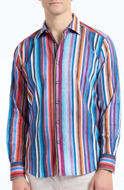Robert Graham Pomsford Stripe Stretch Cotton Button-up Shirt In Multi