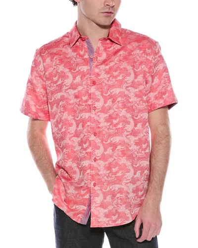 Robert Graham Poseidon Classic Fit Linen-blend Shirt In Coral