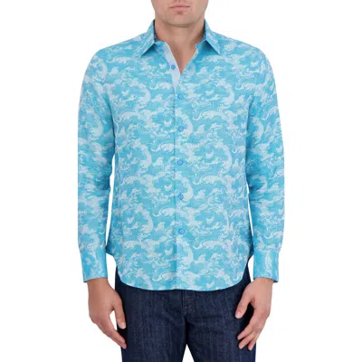 ROBERT GRAHAM ROBERT GRAHAM POSEIDON LINEN & COTTON JACQUARD BUTTON-UP SHIRT