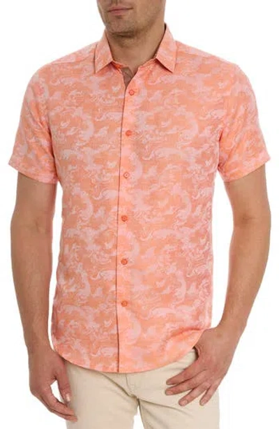 ROBERT GRAHAM ROBERT GRAHAM POSEIDON SHORT SLEEVE LINEN & COTTON JACQUARD BUTTON-UP SHIRT