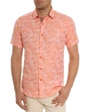 Robert Graham Poseidon Classic Fit Linen-blend Shirt In Orange