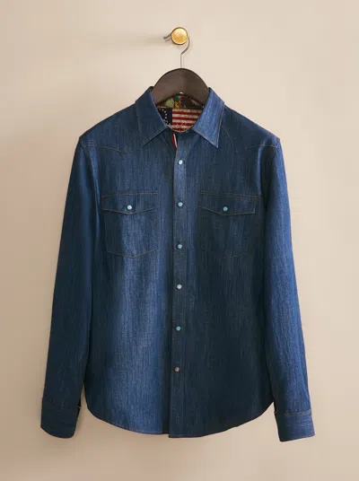 Robert Graham Postcards Long Sleeve Button Down Shirt In Blue
