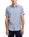 Robert Graham Preston Stripe Cotton Blend Button-up Shirt In Blue