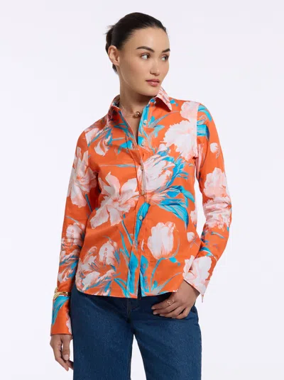 Robert Graham Prisicilla Long Sleeve Shirt In Orange