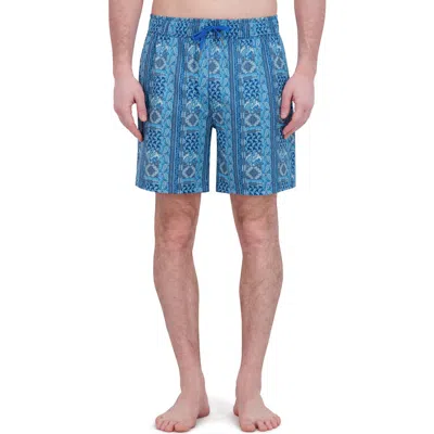 Robert Graham Quickdry Boxer Board Shorts In Blue Bandana