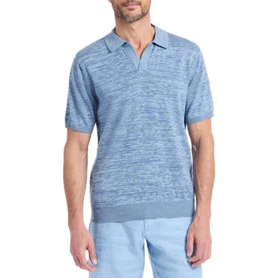 Robert Graham Raydon Johnny Collar Space Dye Sweater Polo In Blue
