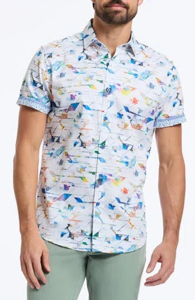 Robert Graham Raymond Short Sleeve Cotton Button-up Shirt In White