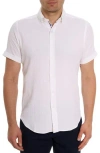 Robert Graham Reid Basket Weave Short Sleeve Button-up Shirt In White