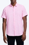 Robert Graham Reid Geo Textured Short Sleeve Cotton Button-up Shirt In Pink