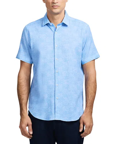 Robert Graham Reid Textured Short Sleeve Woven Shirt In Blue