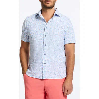 Robert Graham Riptide Classic Fit Board Print Short Sleeve Knit Button-up Shirt In Blue Multi