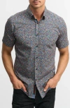 Robert Graham Ritter Knit Short Sleeve Button-up Shirt In Multi